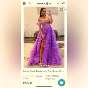 Size 2 purple Prom/Pageant Dress. Beaded top & tiered ruffled skirt.
